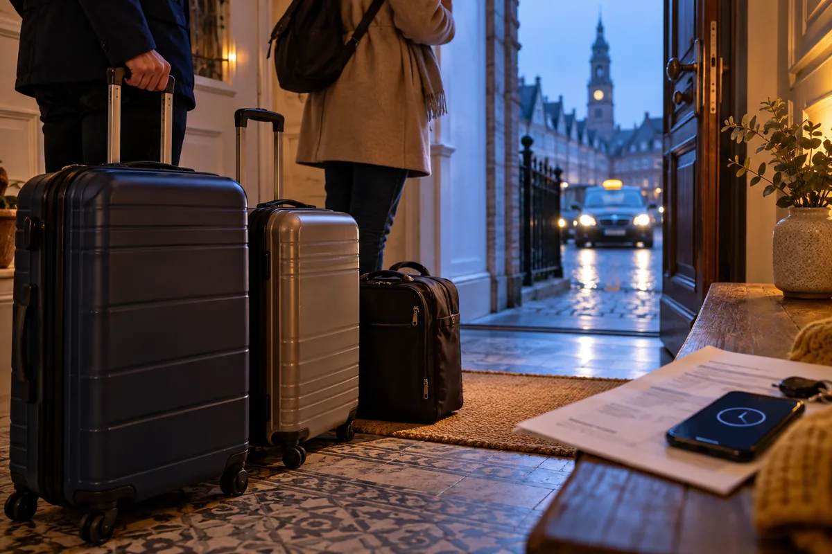 Voyageuse avec des bagages pour un transfert aéroport