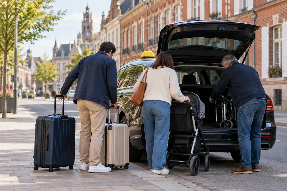 Groupe avec plusieurs bagages